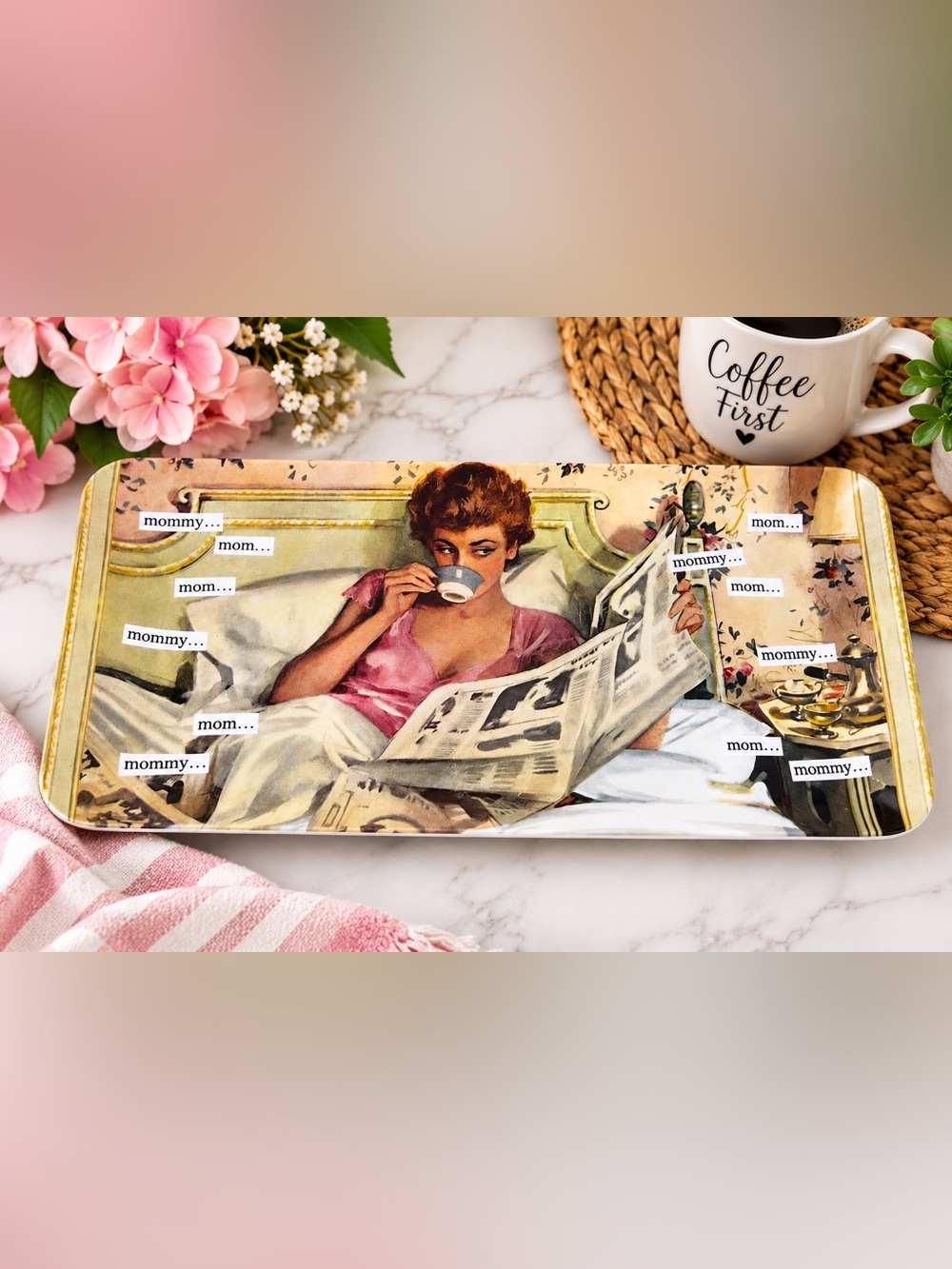 Anne Taintor “Mommy…” Vintage-Style Retro Mom Melamine Serving Tray – 14” x 8”